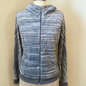 Juicy Couture Grey/White Striped Velour Hoodie